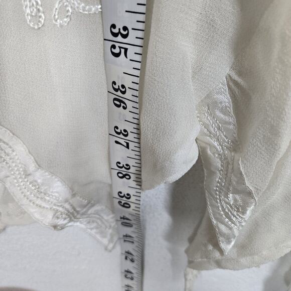 VTG Raiment Fashions NY 2 Pc Maxi Skirt Top Set Sz L White Embroider Fairy Boho - Picture 15 of 16